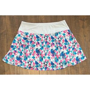 Kyodan Golf Women Geometric Triangle Print Athletic Skort Pink Teal Blue Medium